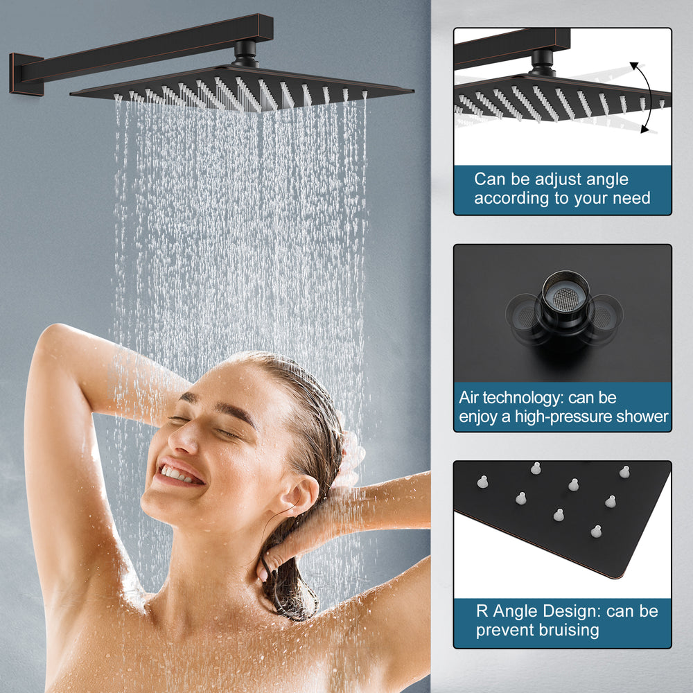 Midanya  Bathroom Rain Shower System Shower Faucet Set Wall Mount 10 Inch Square Rainfall Shower Head High Pressure Shower Fixture with Handheld Sprayer Rough-In Valve and Trim Included