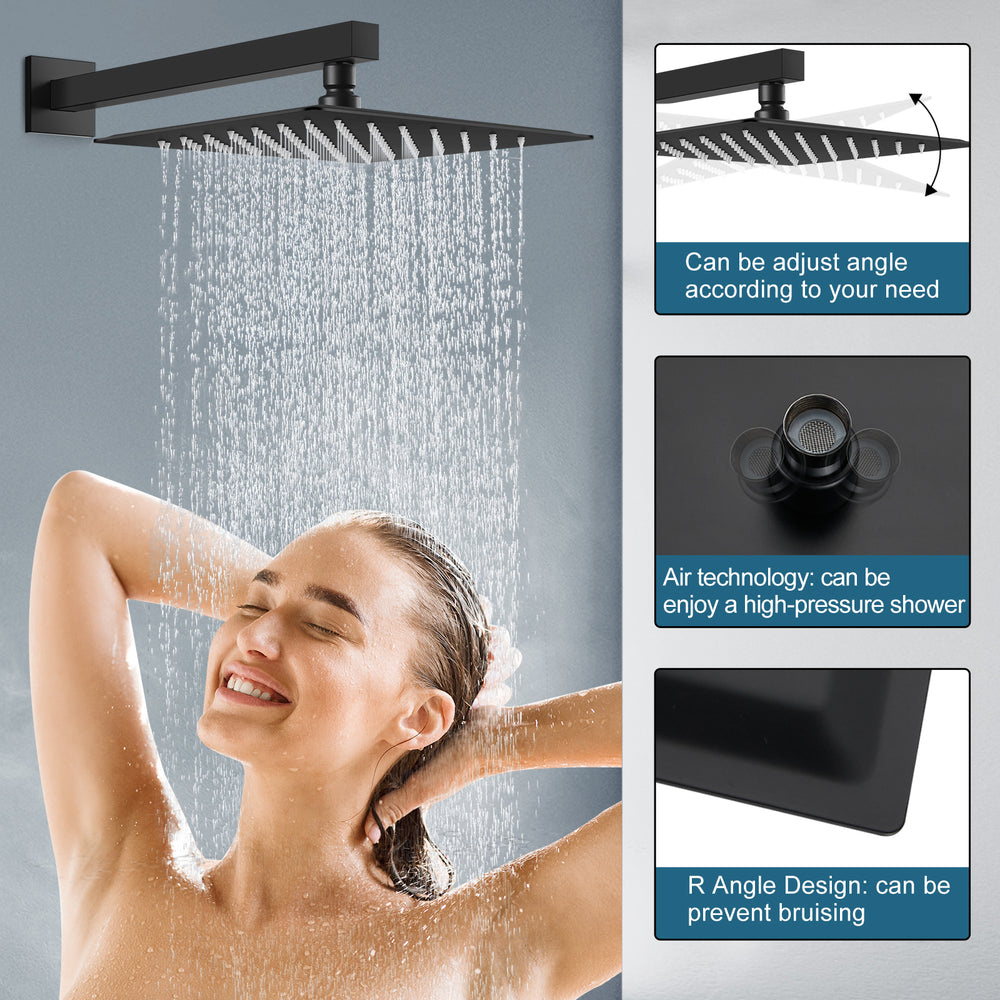 Midanya  Bathroom Rain Shower System Shower Faucet Set Wall Mount 10 Inch Square Rainfall Shower Head High Pressure Shower Fixture with Handheld Sprayer Rough-In Valve and Trim Included