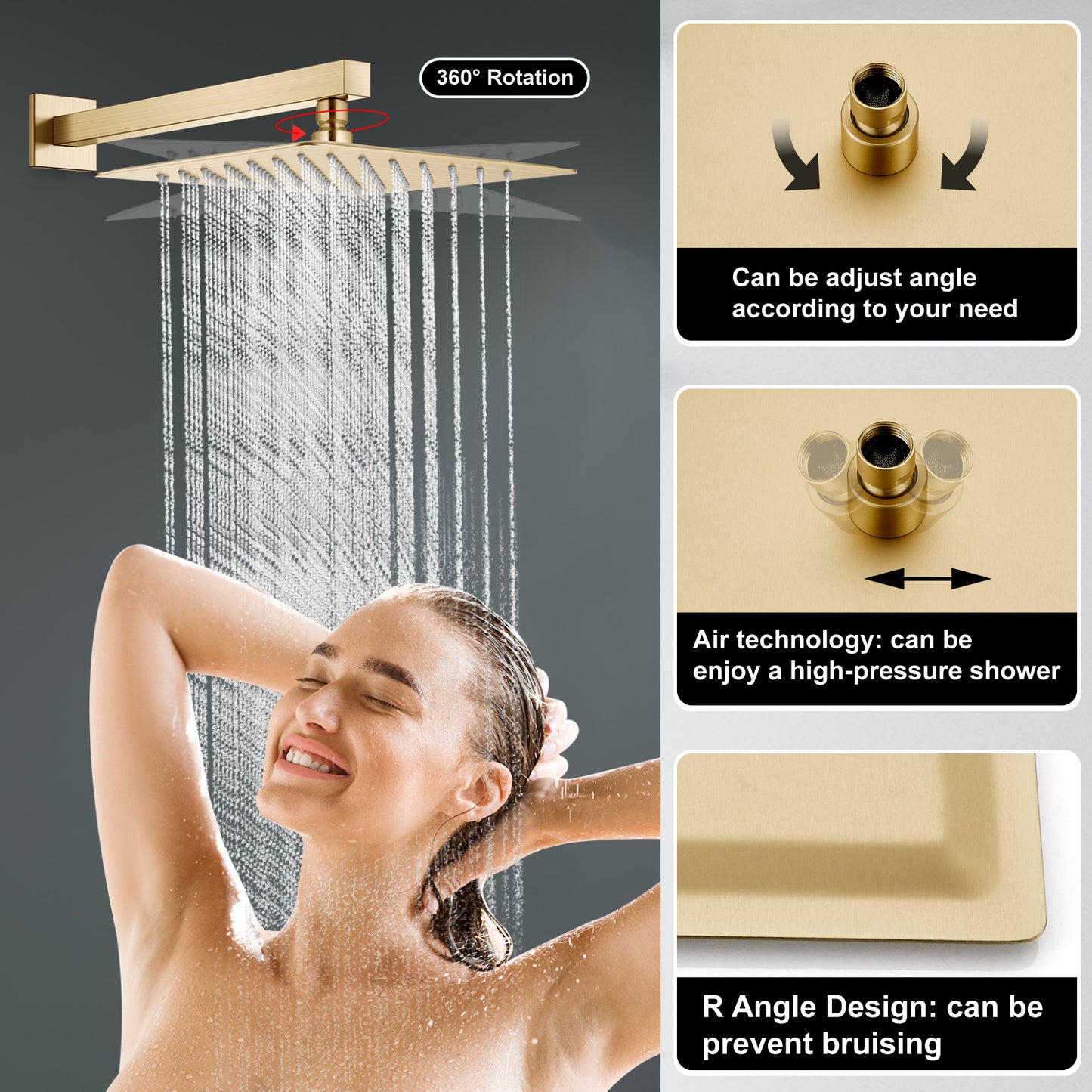 
                  
                    Midanya Rain Shower System 10 Inch Square Rainfall Shower Head Wall Mount Shower Faucet Set with Hand Sprayer Rough-in Valve Trim Kit Bathroom Mixer Shower Combo Set
                  
                