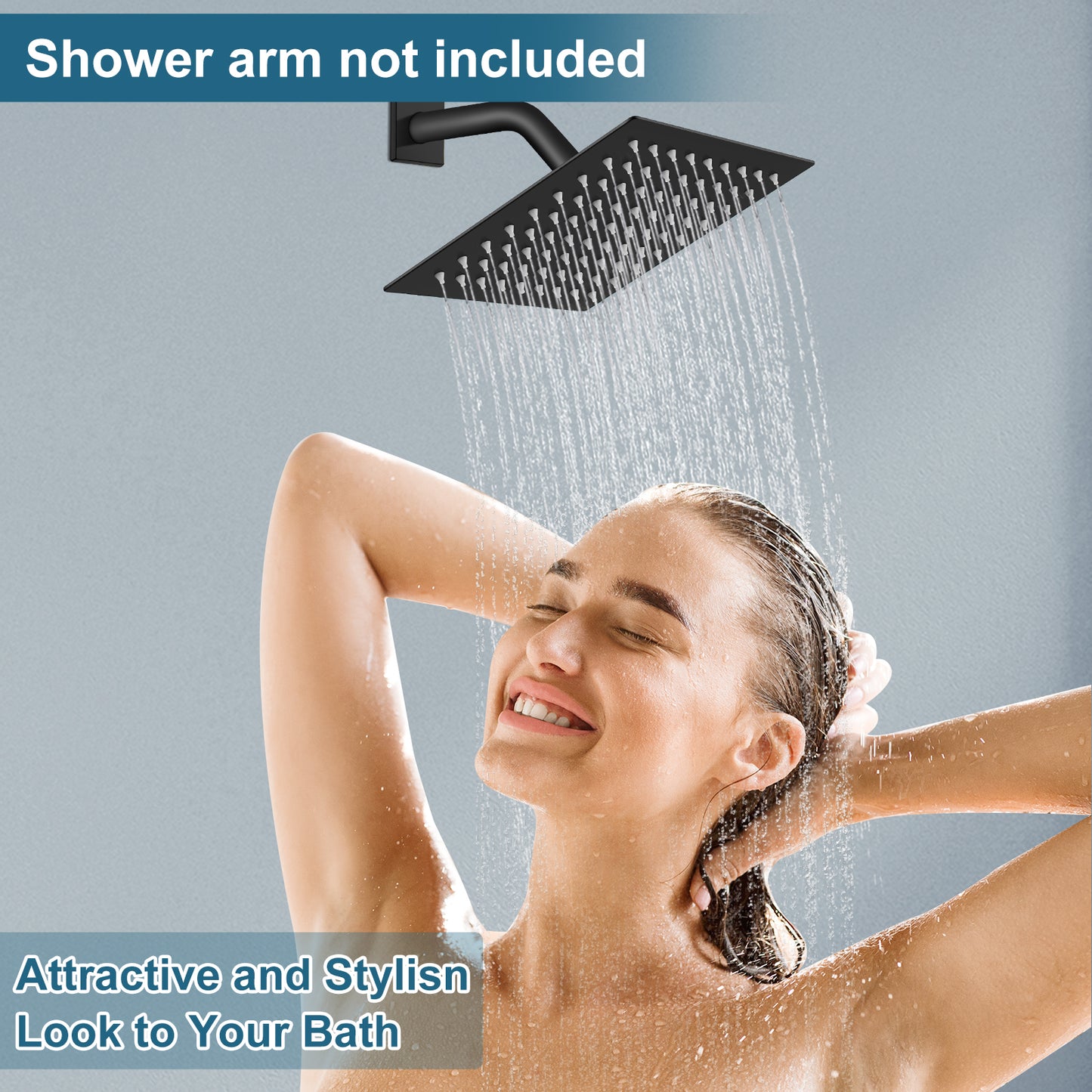 
                  
                    Midanya 8 inch Rainfall Shower Head Square Stainless Steel Rain Showerhead High Pressure Waterfall Crackproof Coverage with Silicone Nozzle 1/16" Ultra Thin Design Swivel Connector
                  
                