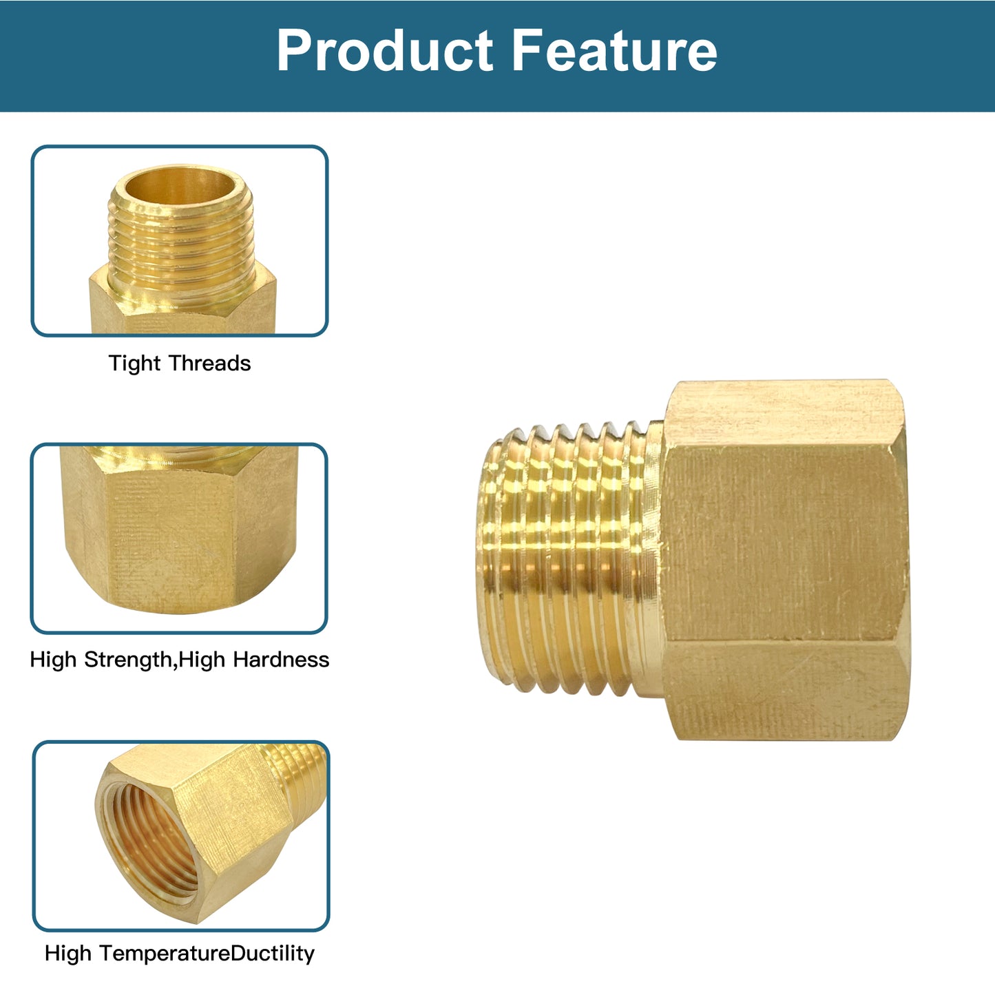 
                  
                    Midanya Brass Pipe Fitting Reducer Adapter 2 Pack Thread Hose Fitting Straight Hex Nipple Fast Coupler
                  
                