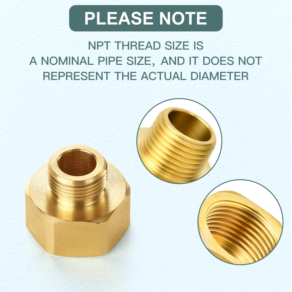 
                  
                    Midanya Brass Pipe Fitting Reducer Adapter 2 Pack Thread Hose Fitting Straight Hex Nipple Fast Coupler
                  
                