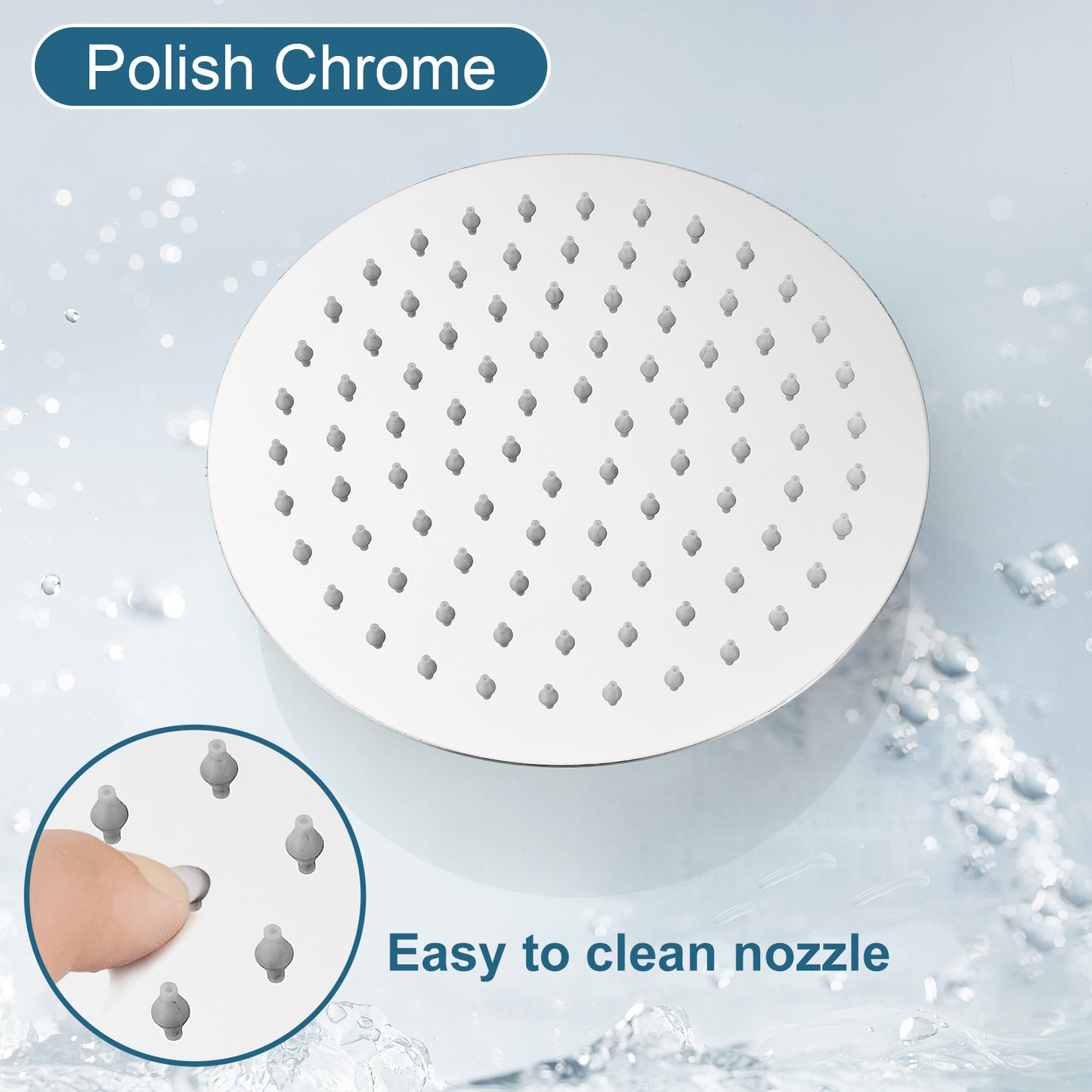 
                  
                    Midanya Round Rainfall Shower Head 10 Inch Stainless Steel Ultra Thin Design High Pressure
                  
                