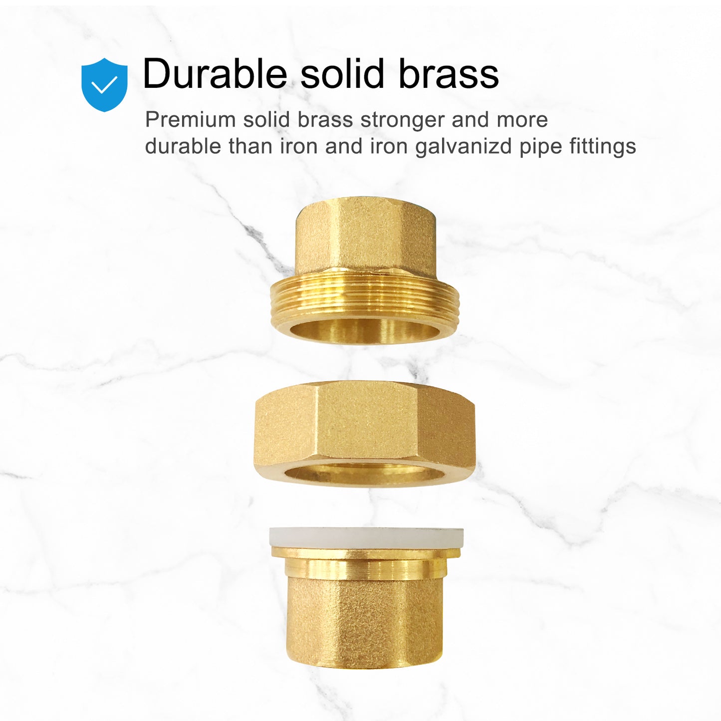 thumbnail image 2 of Brass Pipe Union Connector - 1PT Female Threaded Fitting 48mm - Uxcell 2 of 5