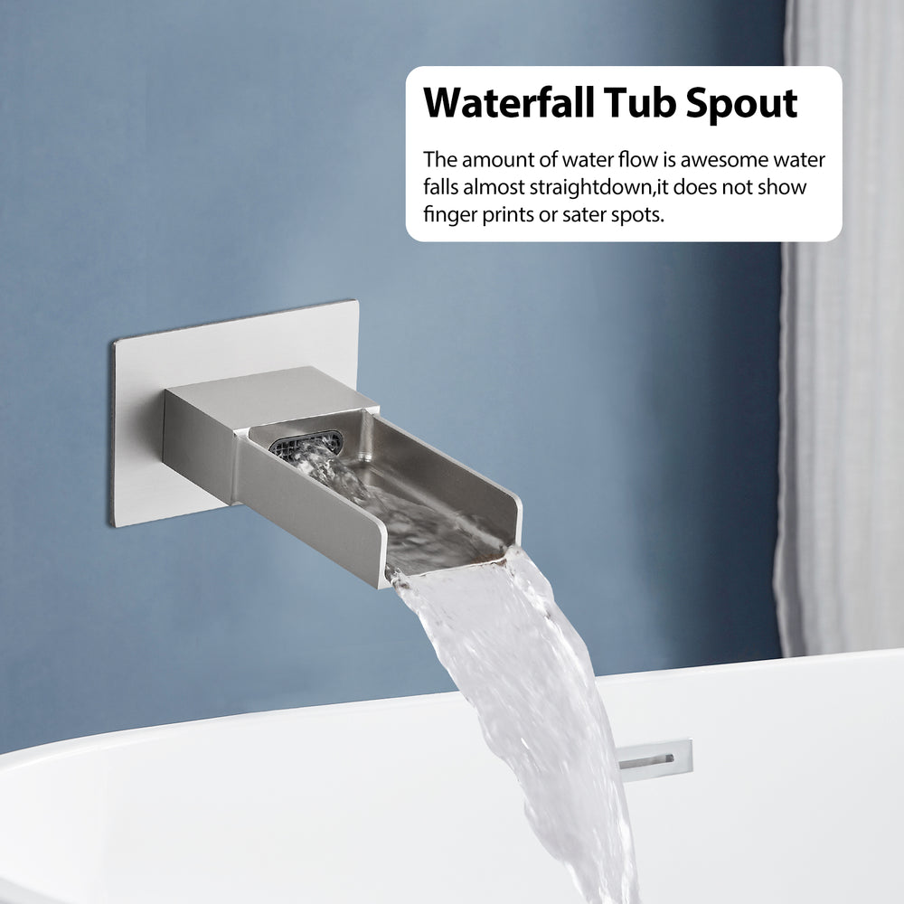 Airuida 3-Function Rain Shower System Set – Wall Mount Tub Shower Combo With Handheld Shower And Tub Spout,8 Inch Shower Head,Brushed Nickel - View #10