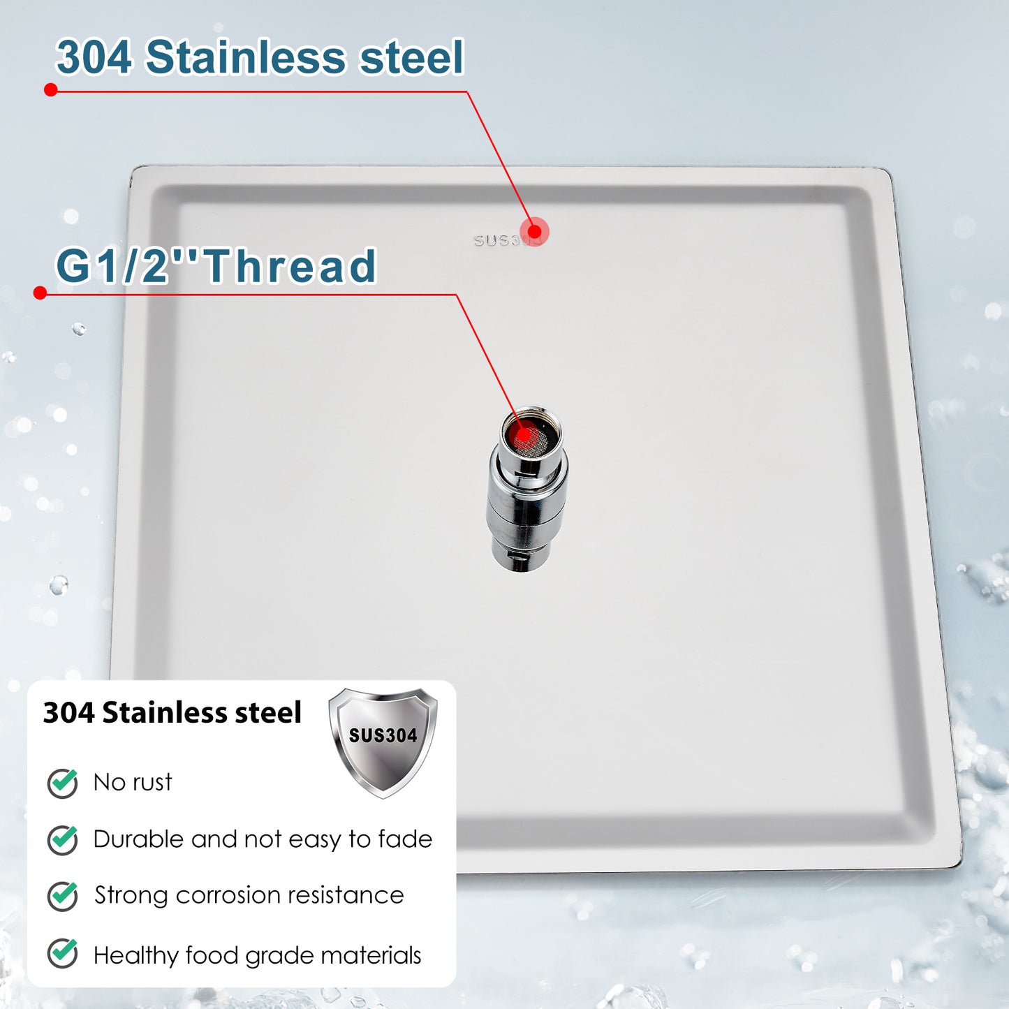 
                  
                    Midanya 8 inch Rainfall Shower Head Square Stainless Steel Rain Showerhead High Pressure Waterfall Crackproof Coverage with Silicone Nozzle 1/16" Ultra Thin Design Swivel Connector
                  
                