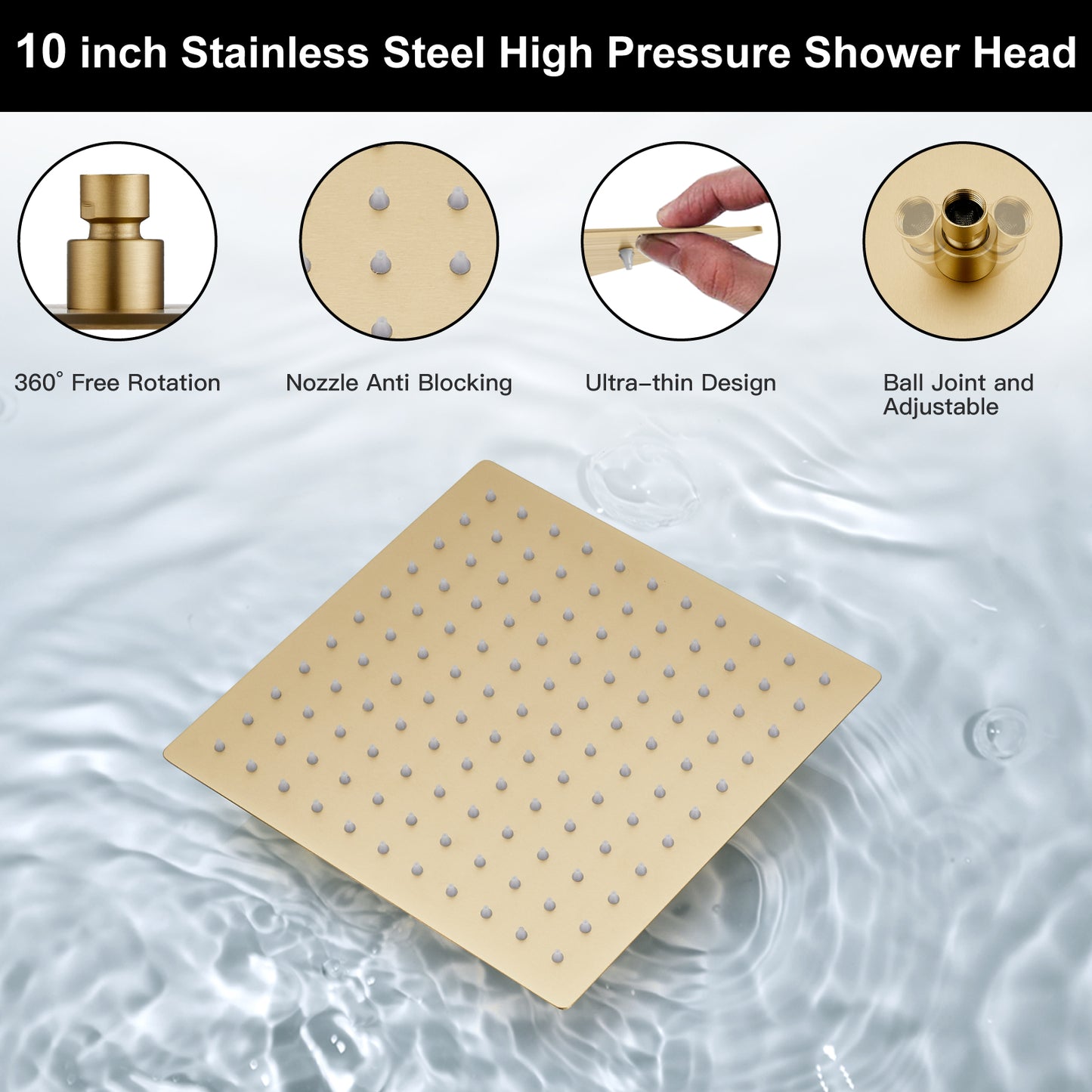 
                  
                    Midanya Rain Shower System 10 Inch Square Rainfall Shower Head Wall Mount Shower Faucet Set with Hand Sprayer Rough-in Valve Trim Kit Bathroom Mixer Shower Combo Set
                  
                