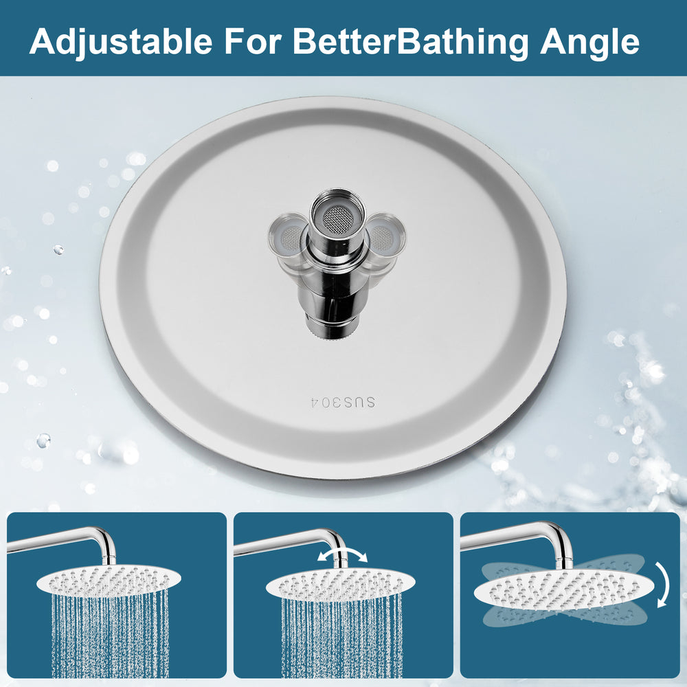 
                  
                    Midanya Round Rainfall Shower Head 10 Inch Stainless Steel Ultra Thin Design High Pressure
                  
                