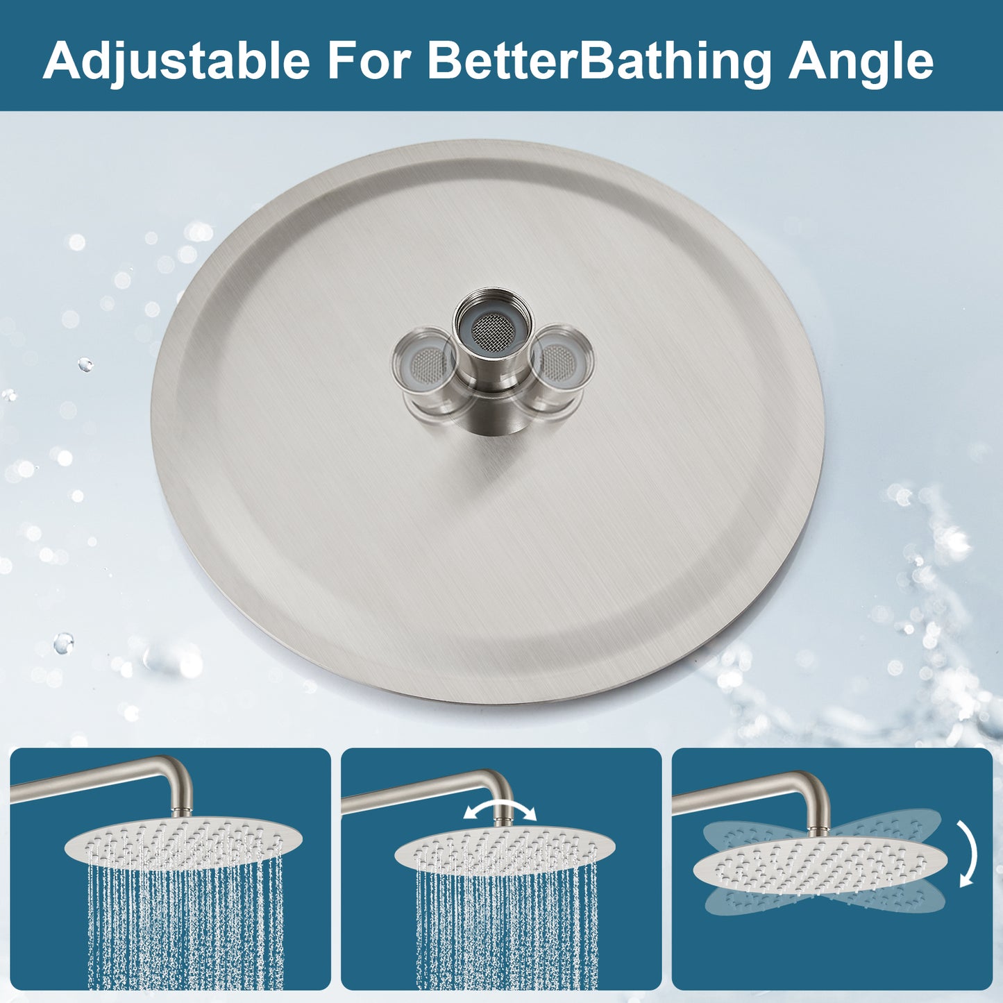 
                  
                    Midanya Round Rainfall Shower Head 10 Inch Stainless Steel Ultra Thin Design High Pressure
                  
                