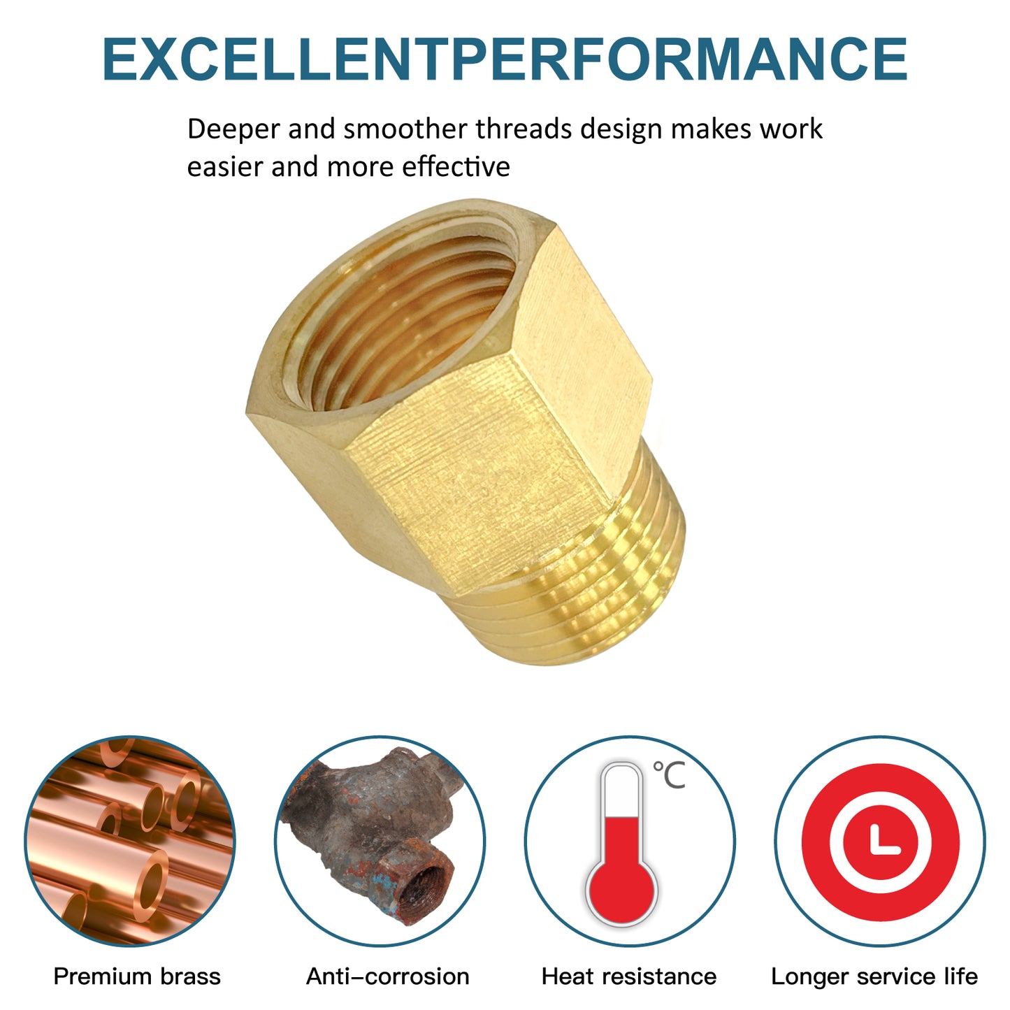 
                  
                    Midanya Brass Pipe Fitting Reducer Adapter 2 Pack Thread Hose Fitting Straight Hex Nipple Fast Coupler
                  
                