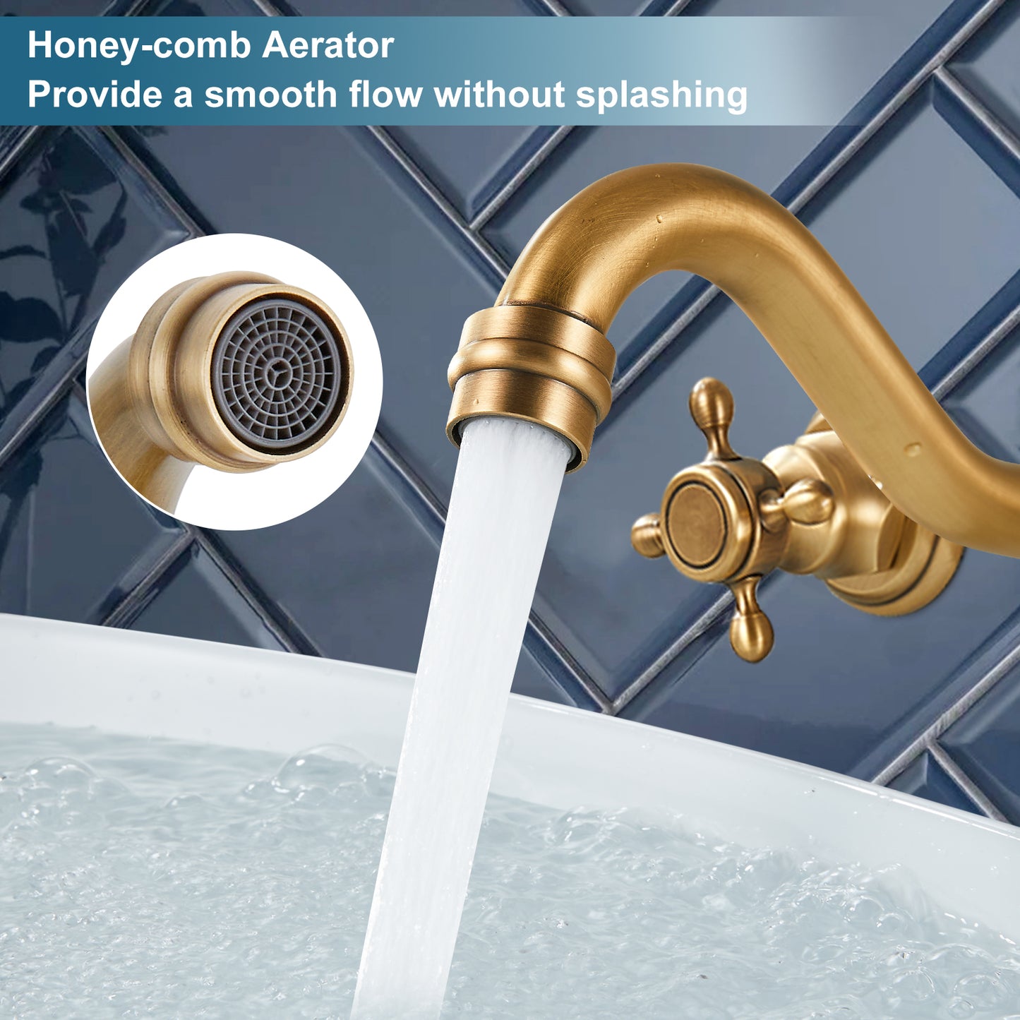 
                  
                    Midanya Bathroom Sink Faucet Widespread  Wall Mount 3 Holes 2 Cross Knobs Lavatory Vessel Basin Mixer Tap Mixing Spout Double Handles Commercial
                  
                