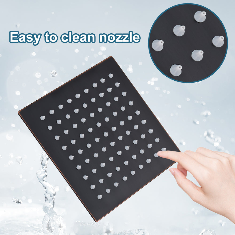 Midanya 10 inch Rainfall Shower Head Square Stainless Steel Rain Showerhead High Pressure Waterfall Crackproof Coverage with Silicone Nozzle 1/16" Ultra Thin Design Swivel Connector