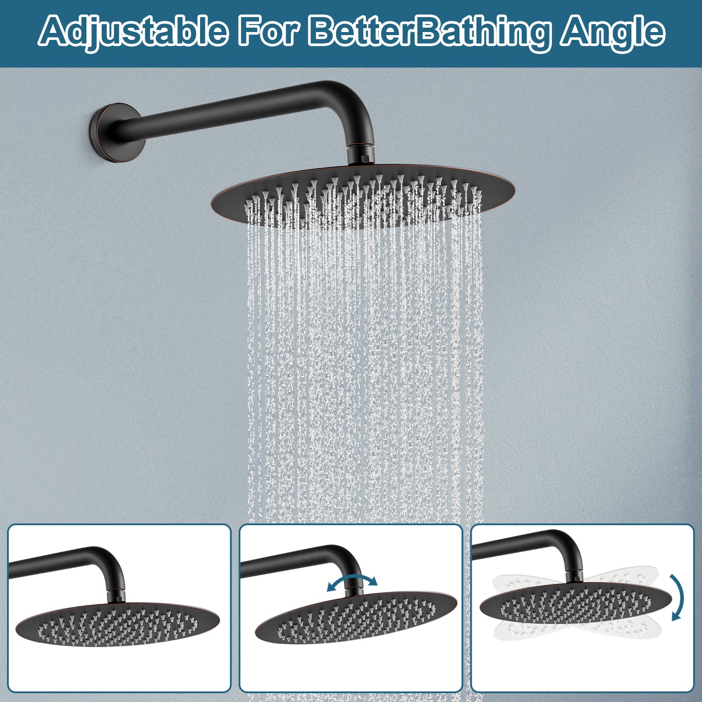 
                  
                    Midanya Round Rainfall Shower Head 12 Inch Stainless Steel Ultra Thin Design High Pressure
                  
                