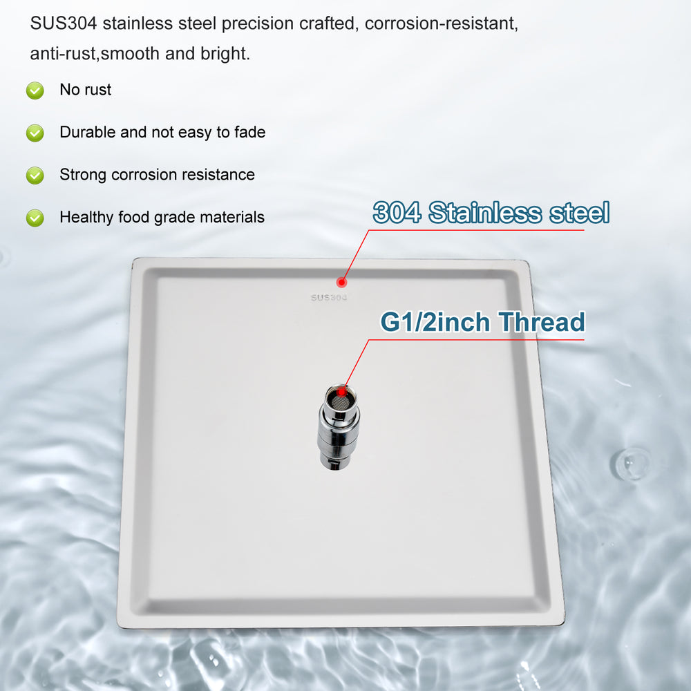 Midanya Rain Shower System 12 Inch Square Rainfall High Pressure Shower Head Wall Mount Shower Faucet Set with Hand Sprayer and Rough-in Valve Trim Kit Bathroom Mixer Shower Combo Set