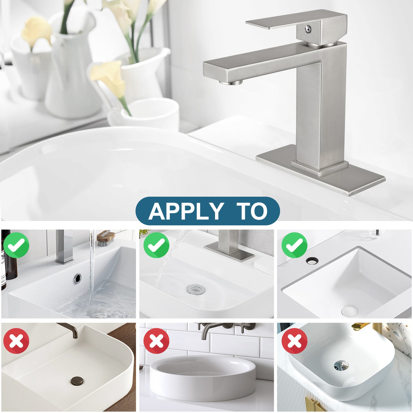 
                  
                    Midanya Bathroom Sink Faucet 1 Hole Single Handle Deck Mount Lavatory Mixer Tap with Cover Plate and Pop-up Drain One Lever Stainless Steel SUS304 Commercial
                  
                