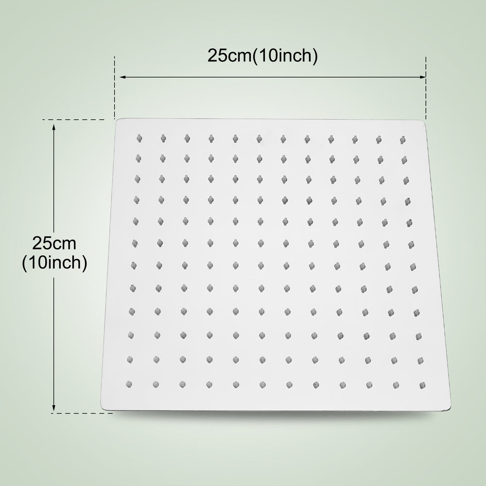 Midanya 10 inch Rainfall Shower Head Square Stainless Steel Rain Showerhead High Pressure Waterfall Crackproof Coverage with Silicone Nozzle 1/16" Ultra Thin Design Swivel Connector