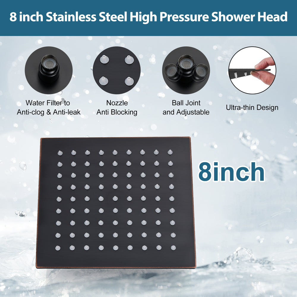 
                  
                    Midanya Rain Shower System Tub Shower Faucet Set 8 Inch Square Rainfall Shower Head with Handheld Sprayer and Waterfall Tub Spout Rough-in Valve Shower Mixer Combo
                  
                