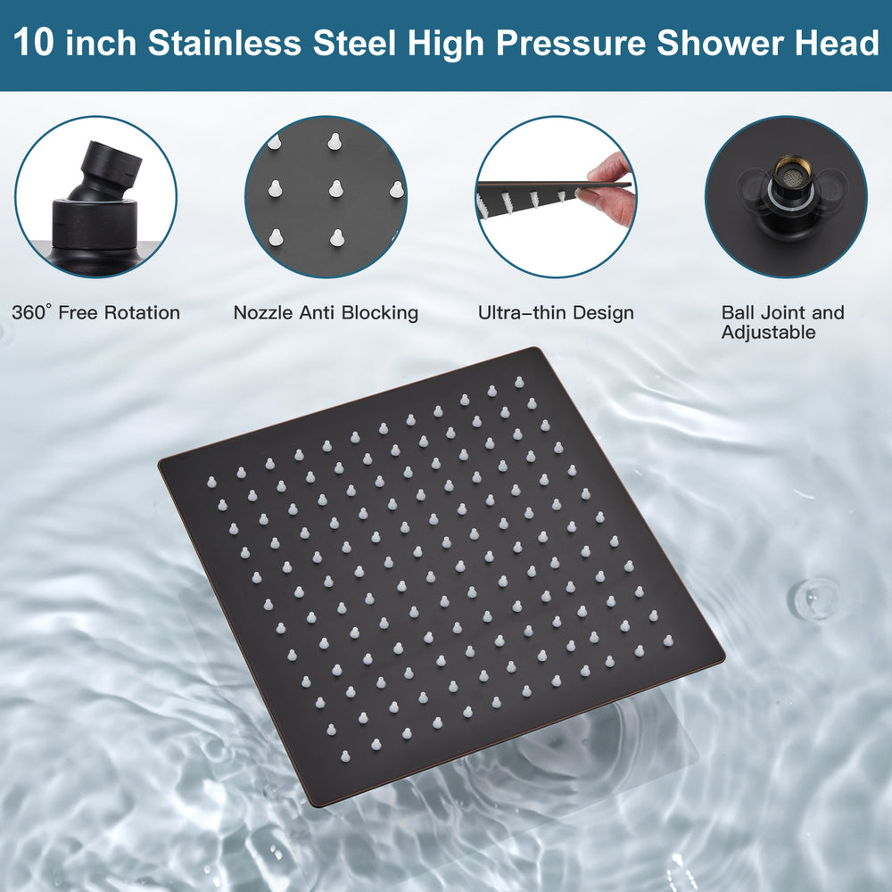 Midanya Rain Shower System Tub Shower Faucet Set 10 Inch Square Rainfall High Pressure Shower Head with Handheld Sprayer and Waterfall Tub Spout Rough-in Valve Shower Mixer Combo