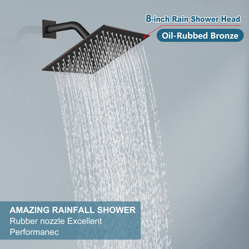 
                  
                    Midanya 8 inch Rainfall Shower Head Square Stainless Steel Rain Showerhead High Pressure Waterfall Crackproof Coverage with Silicone Nozzle 1/16" Ultra Thin Design Swivel Connector
                  
                