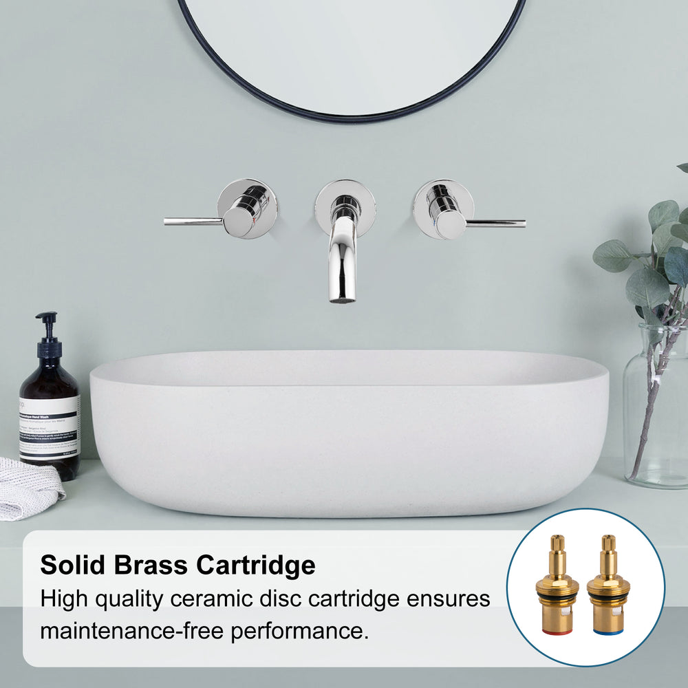 
                  
                    Midanya  Widespread Bathroom Sink Faucet 2 Level Handles 3 Hole Vanity Sink Faucet Wall Mount Brass Lavatory Basin Mixing Tap 360 Degree Swivel Spout with Rough in Valve Included
                  
                