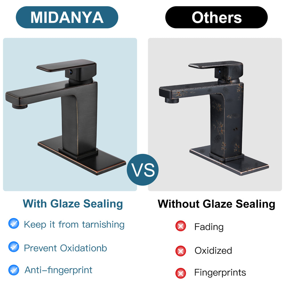 
                  
                    Midanya Bathroom Sink Faucet 1 Hole Single Handle Deck Mount Lavatory Mixer Tap Include Pop Up Drain with Overflow One Lever Commercial
                  
                
