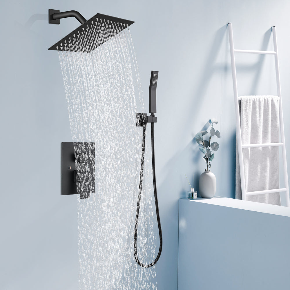
                  
                    Midanya Rain Shower System Wall Mount Shower Faucet Set 8 Inch Square High Pressure Showerhead with Hand Sprayer Rough-In Valve Body and Trim Included Mixer Shower Combo Set Bathroom
                  
                
