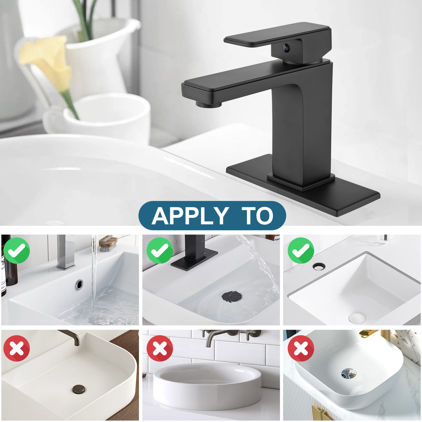 
                  
                    Midanya Bathroom Sink Faucet 1 Hole Single Handle Deck Mount Lavatory Mixer Tap Include Pop Up Drain with Overflow One Lever Commercial
                  
                
