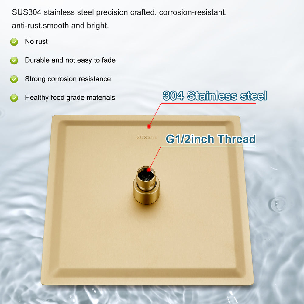 Midanya Rain Shower System 12 Inch Square Rainfall High Pressure Shower Head Wall Mount Shower Faucet Set with Hand Sprayer and Rough-in Valve Trim Kit Bathroom Mixer Shower Combo Set