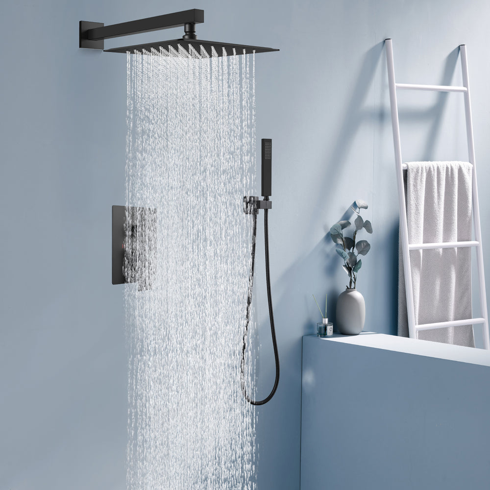 
                  
                    Midanya Rain Shower System 10 Inch Square Rainfall Shower Head Wall Mount Shower Faucet Set with Hand Sprayer Rough-in Valve Trim Kit Bathroom Mixer Shower Combo Set
                  
                