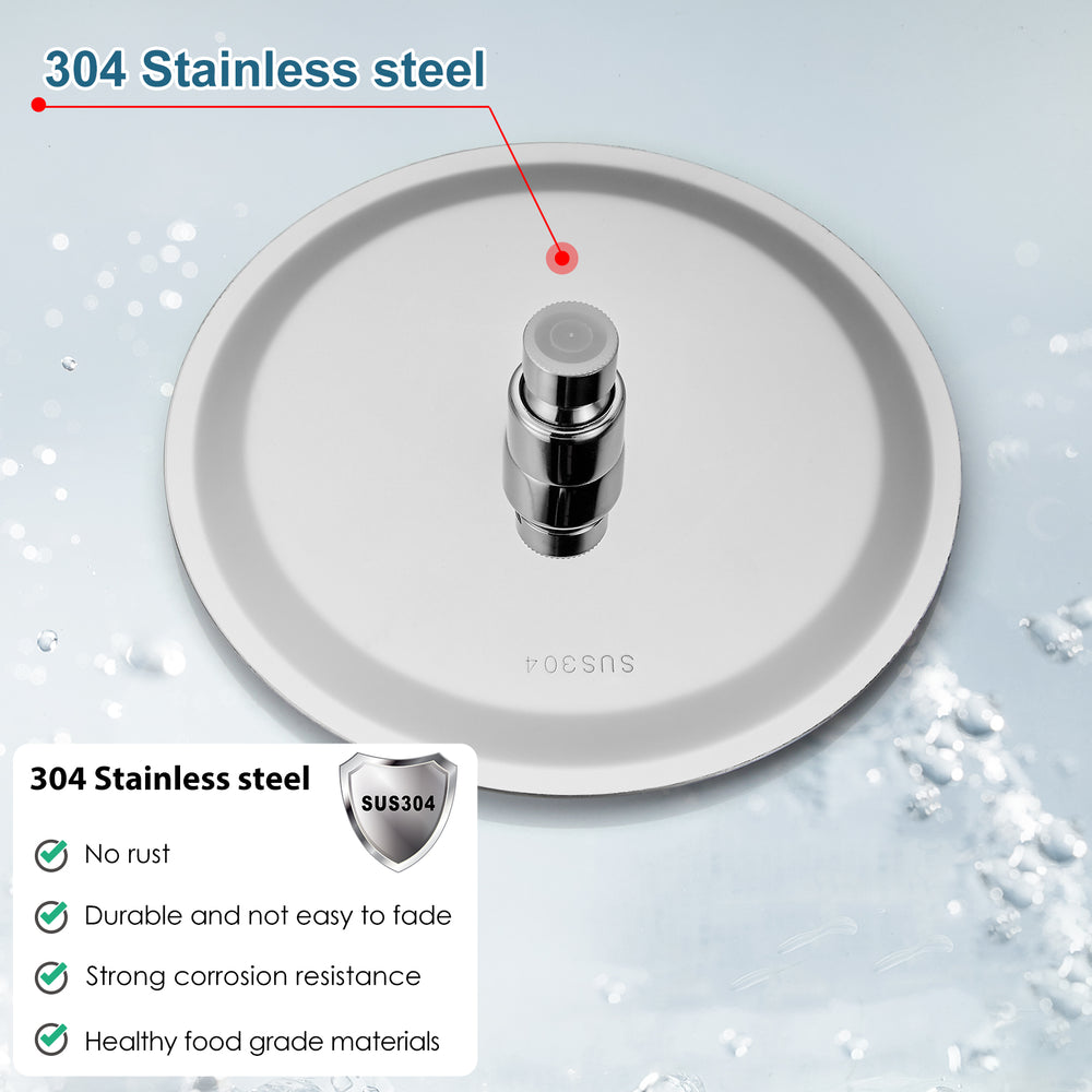 
                  
                    Midanya Round Rainfall Shower Head 10 Inch Stainless Steel Ultra Thin Design High Pressure
                  
                