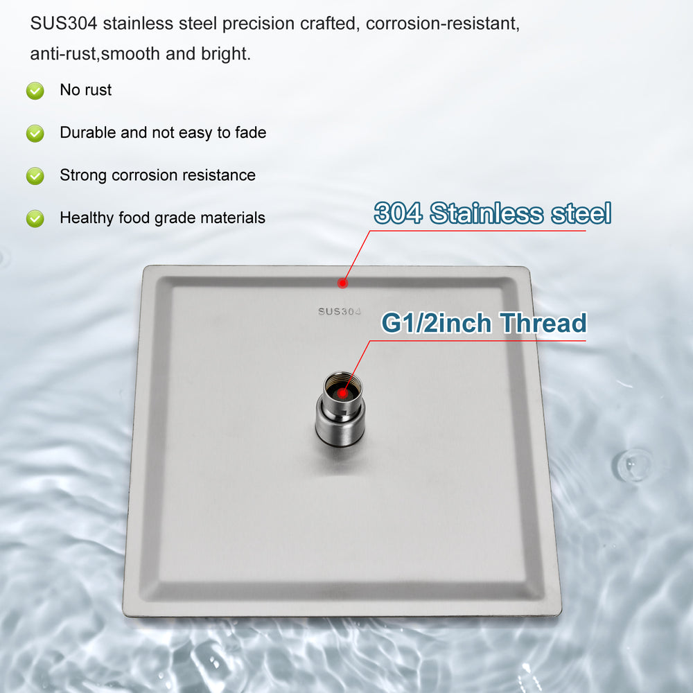 Midanya Rain Shower System 12 Inch Square Rainfall High Pressure Shower Head Wall Mount Shower Faucet Set with Hand Sprayer and Rough-in Valve Trim Kit Bathroom Mixer Shower Combo Set