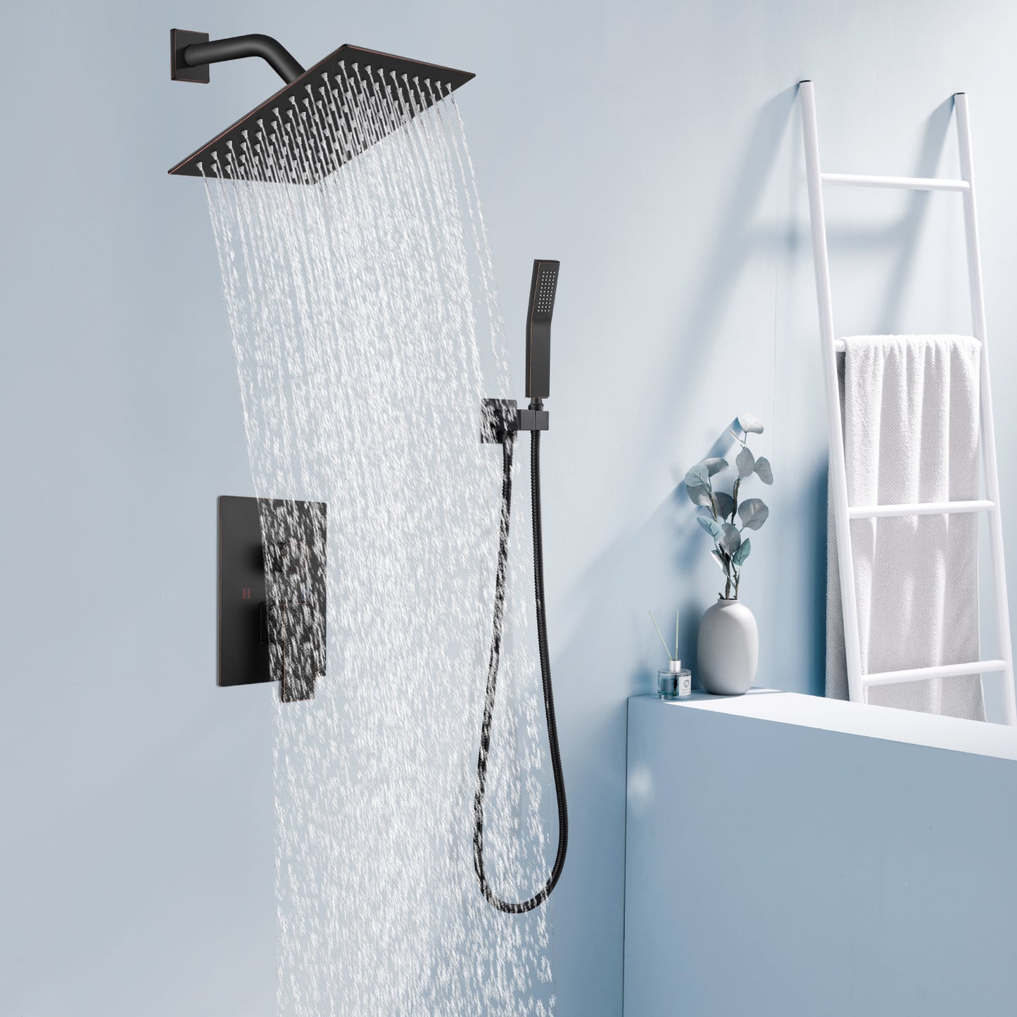
                  
                    Midanya Rain Shower System Wall Mount Shower Faucet Set 8 Inch Square High Pressure Showerhead with Hand Sprayer Rough-In Valve Body and Trim Included Mixer Shower Combo Set Bathroom
                  
                