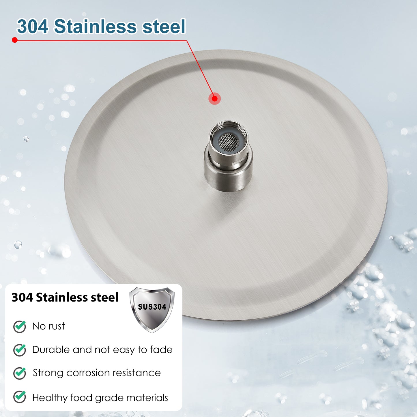 
                  
                    Midanya Round Rainfall Shower Head 10 Inch Stainless Steel Ultra Thin Design High Pressure
                  
                
